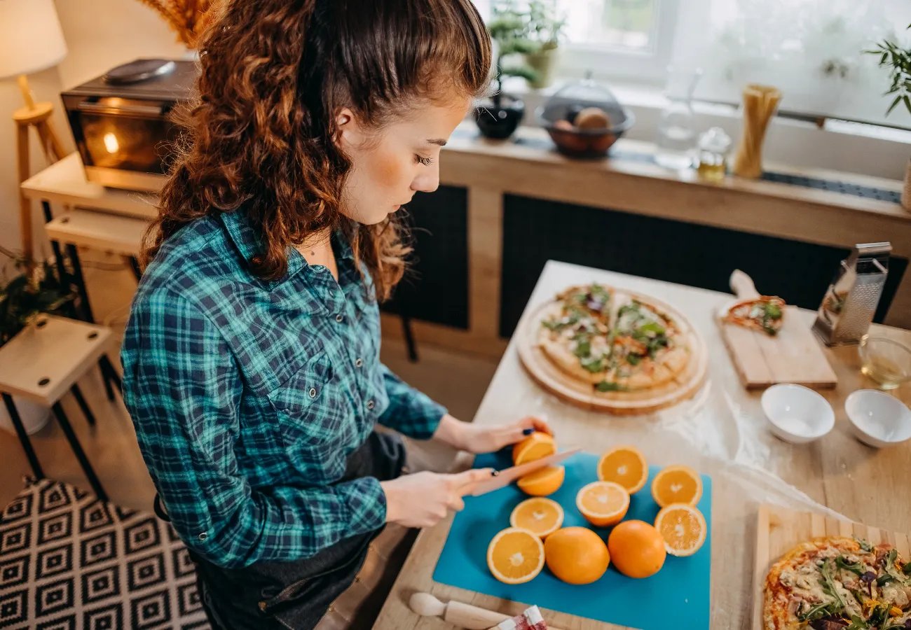 young lady making a healthy meal