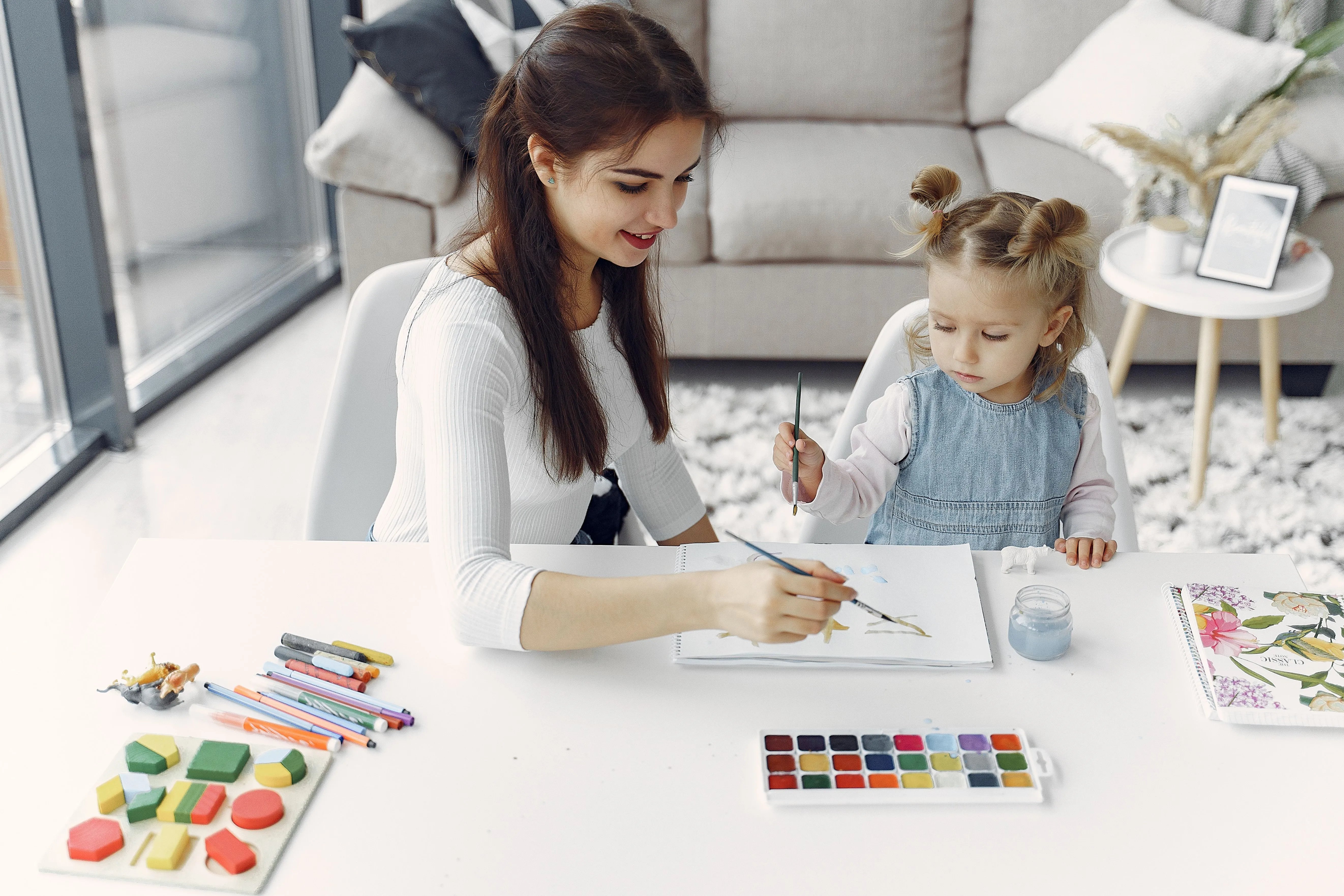 mom and daughter painting