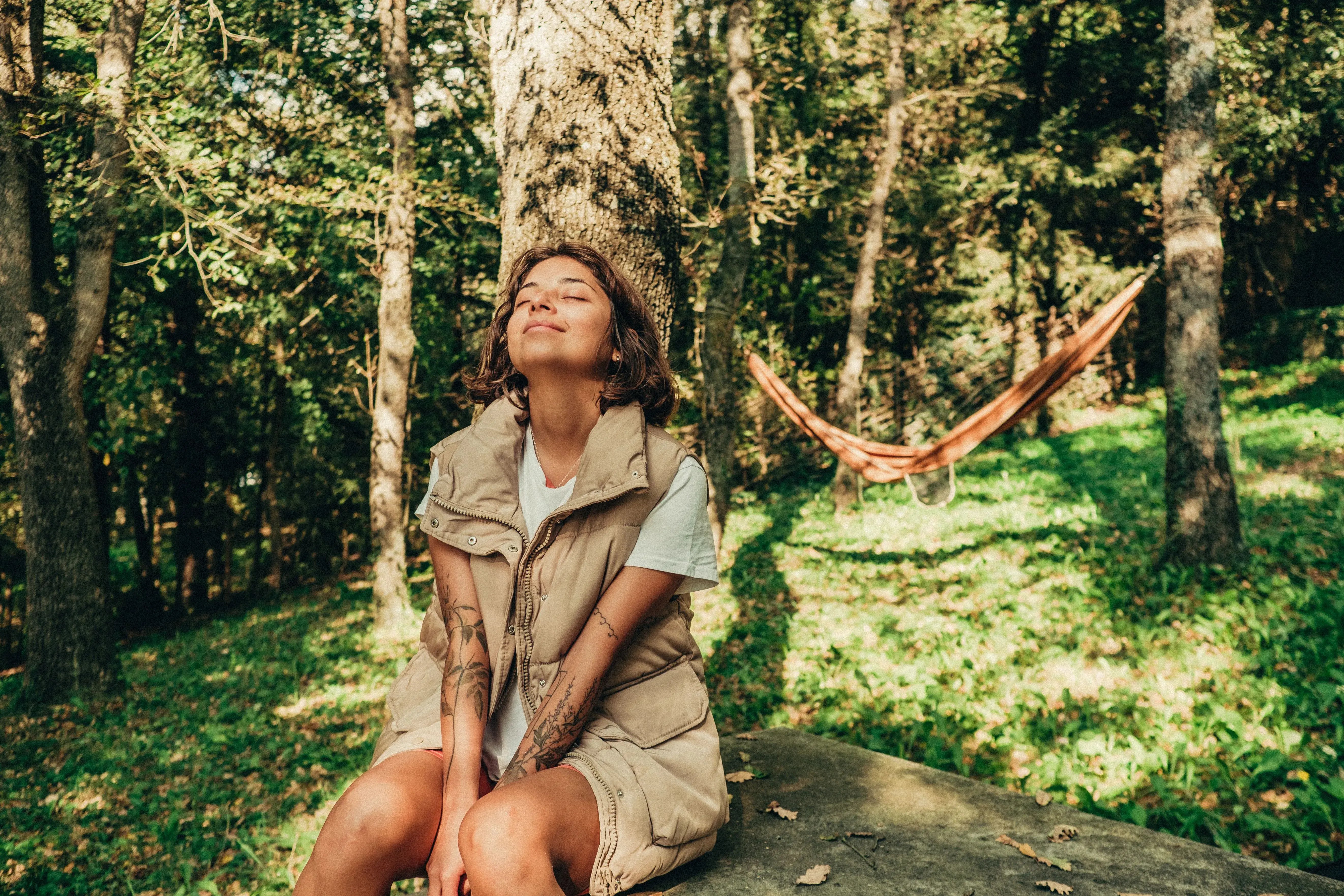 girl relaxing outside