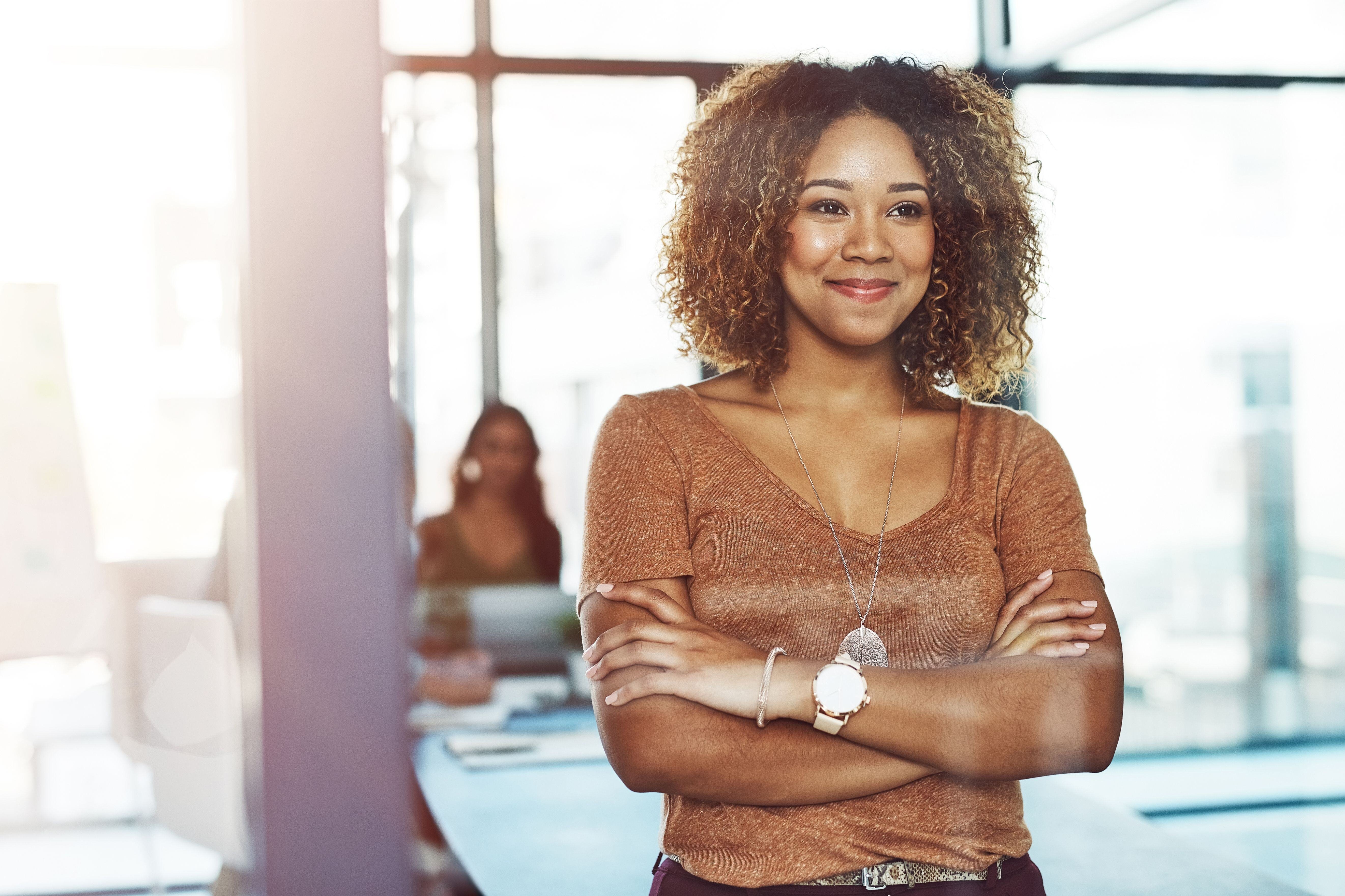 woman being strong and smiling