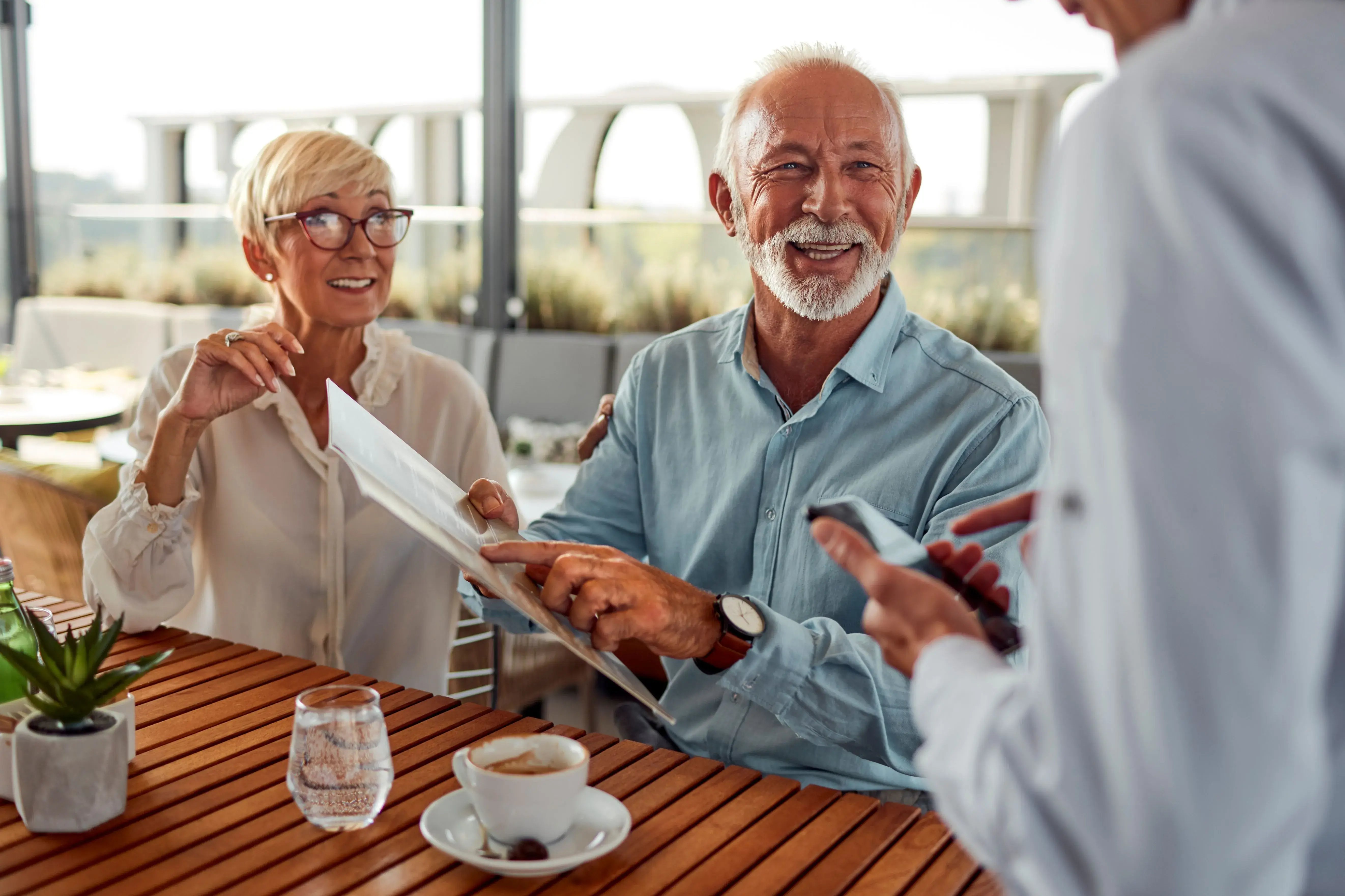 mature couple at restaurant