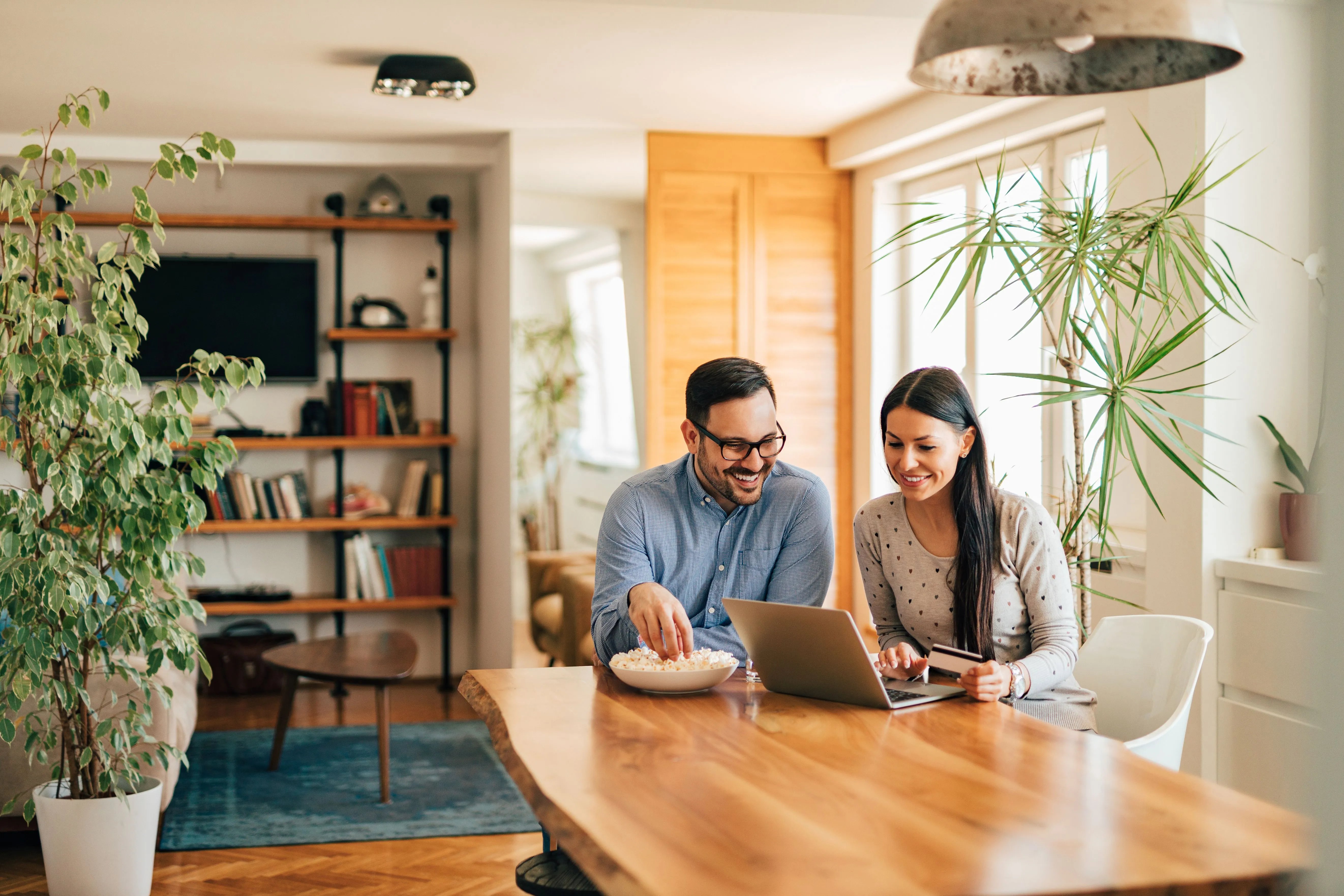 couple doing research on the computer