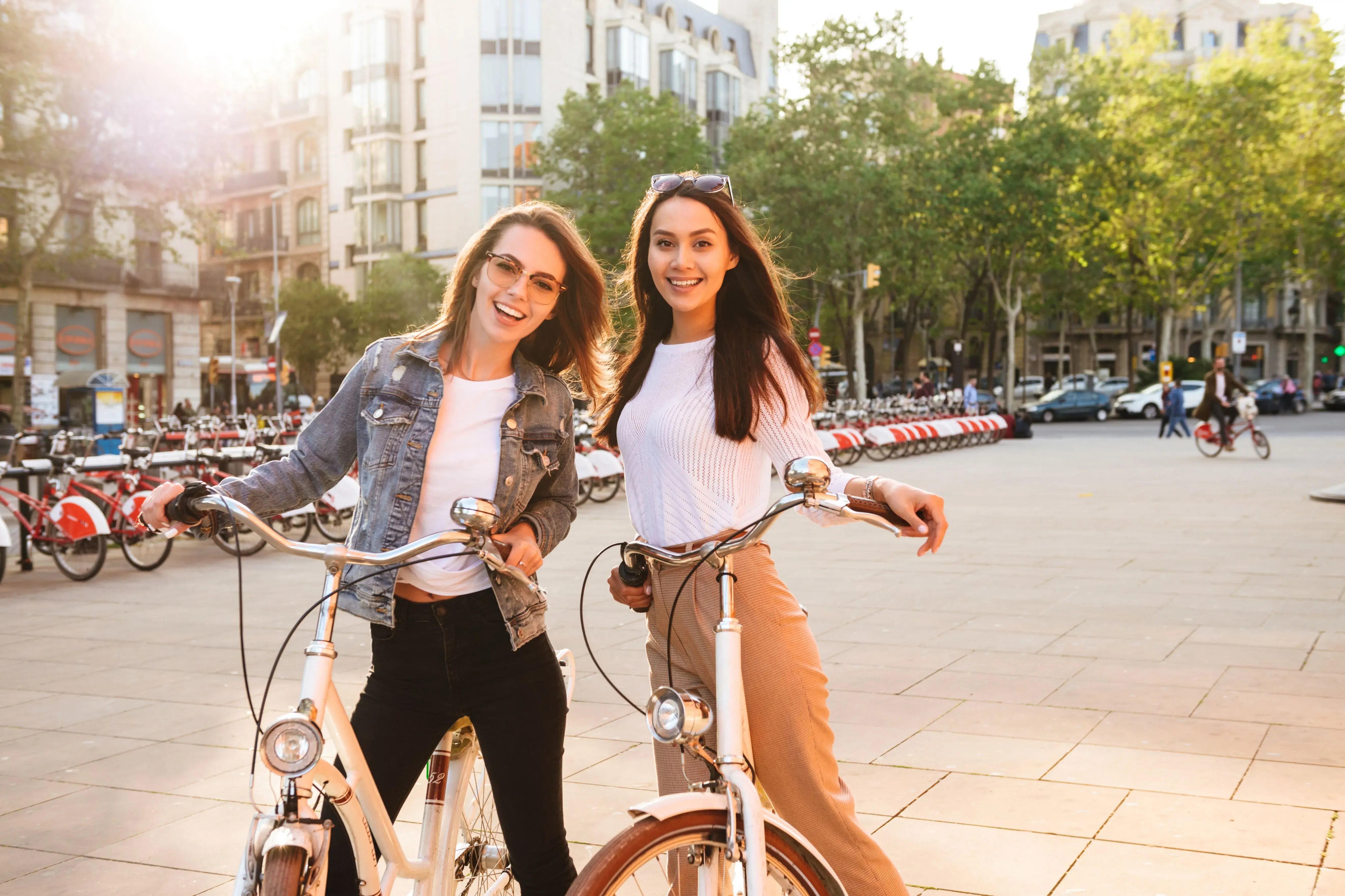 young woman biking