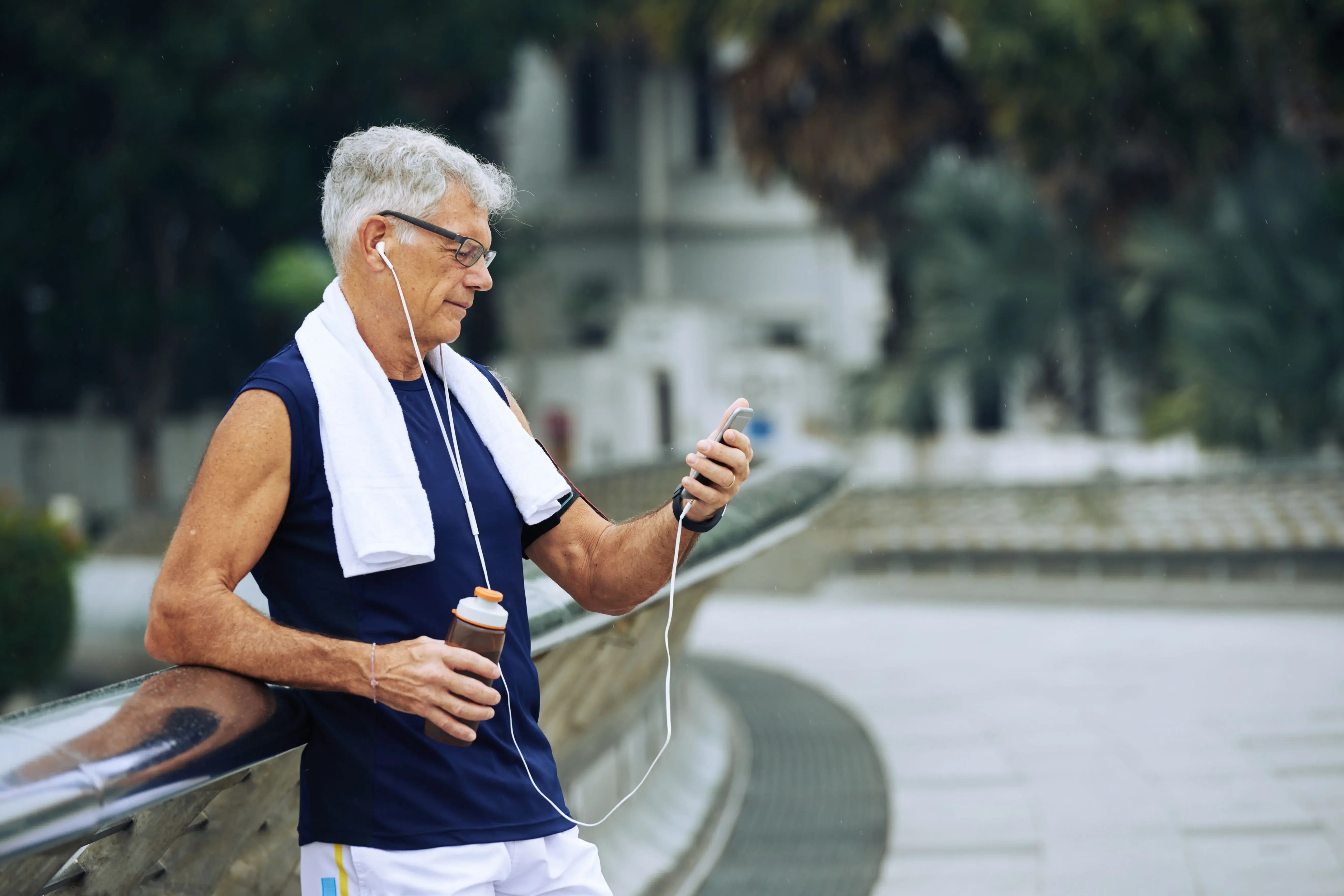 healthy older man on a run