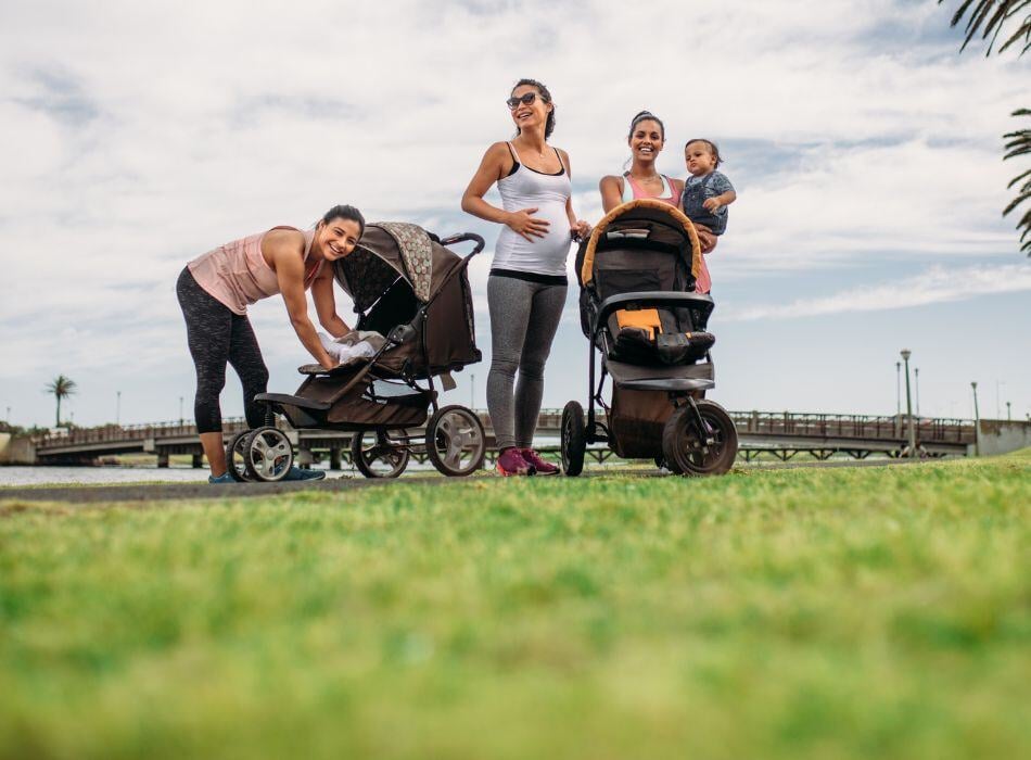 pregnant moms walking together