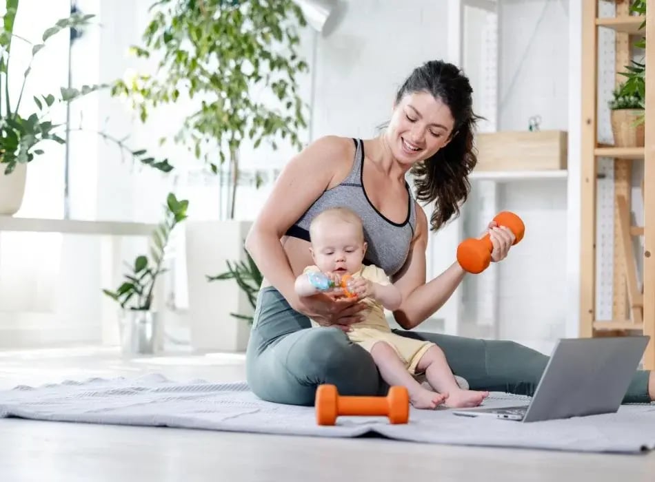 mom exercising at home