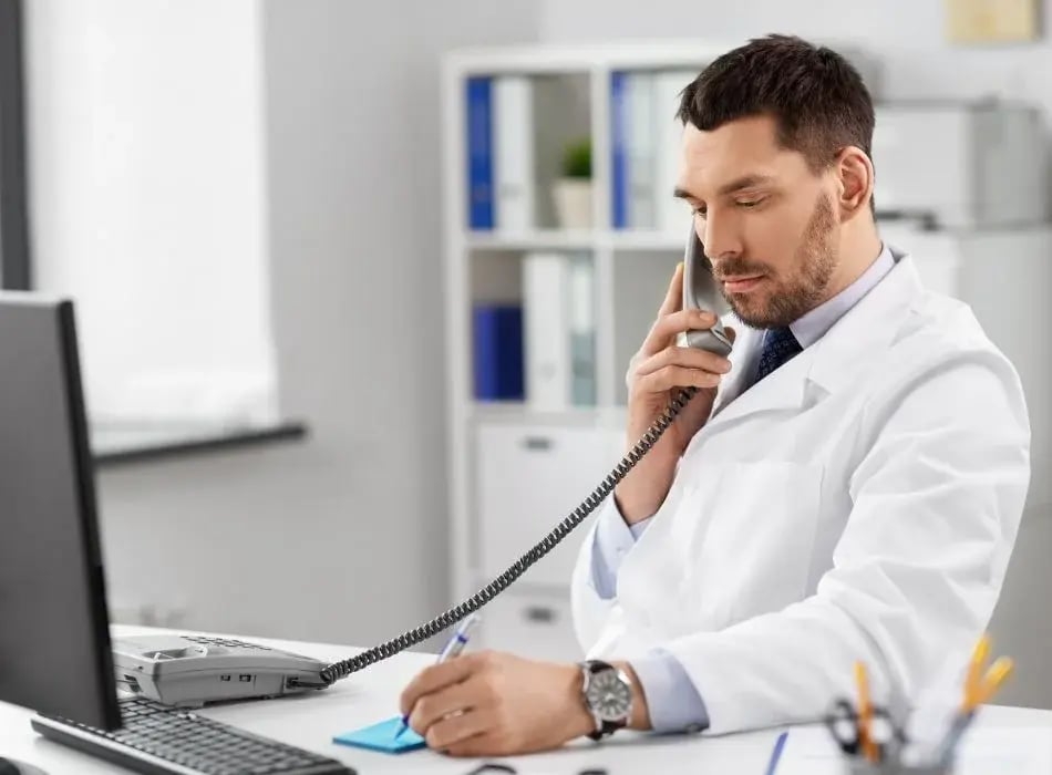 medical doctor on phone